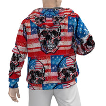 Load image into Gallery viewer, All-Over Print Men&#39;s Sherpa Fleece Zip Up Hoodie JAXS2 American skull, print
