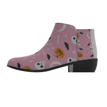 Load image into Gallery viewer, Women&#39;s Fashion Boots 358 pink, and white Halloween print
