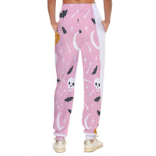 Load image into Gallery viewer, All-Over Print Women&#39;s Casual Pants 248 pink, and white Halloween print
