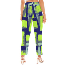 Load image into Gallery viewer, All-Over Print Women&#39;s Loose Straight-leg Pants SS1 green and blue print
