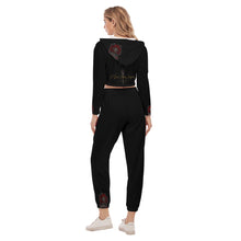 Load image into Gallery viewer, All-Over Print Women&#39;s Crop Hoodie Sports Set little devil theme
