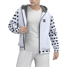 Load image into Gallery viewer, All-Over Print Men&#39;s Sherpa Fleece Zip Up Hoodie fitness theme
