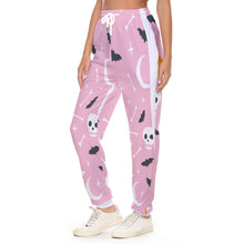 Load image into Gallery viewer, All-Over Print Women&#39;s Casual Pants 248 pink, and white Halloween print
