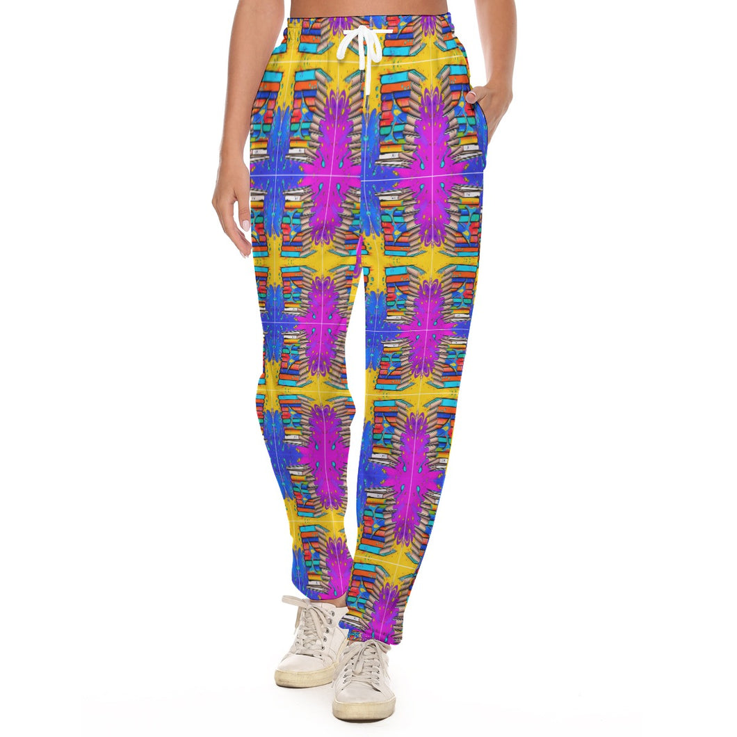 All-Over Print Women's Casual Pants book themed print