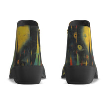 Load image into Gallery viewer, Women&#39;s Fashion Boots  352 yellow, and black abstract print
