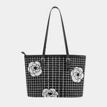 Load image into Gallery viewer, Women&#39;s Tote Bag | PU 332 black and white flower
