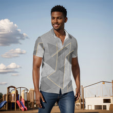 Load image into Gallery viewer, All-Over Print Men&#39;s Shirt  j42 silver, and gray abstract print
