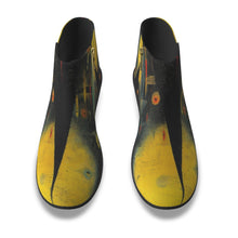 Load image into Gallery viewer, Women&#39;s Fashion Boots  352 yellow, and black abstract print
