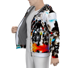 Load image into Gallery viewer, Moto 1 Jaxs All-Over Print Men&#39;s Sherpa Fleece Zip Up Hoodie225 motorcycle print
