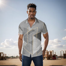 Load image into Gallery viewer, All-Over Print Men&#39;s Shirt  j42 silver, and gray abstract print
