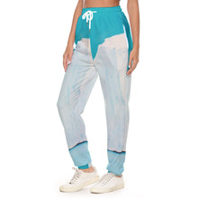 Load image into Gallery viewer, All-Over Print Women&#39;s Casual Pants 250 teal, and white abstract print
