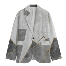 Load image into Gallery viewer, All-Over Print Men&#39;s Casual Flat Lapel Collar Blazer | gray  print 52 245GSM Cotton
