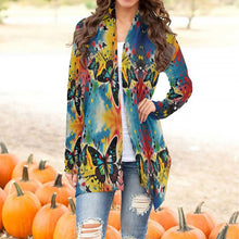 Load image into Gallery viewer, All-Over Print Women&#39;s Cardigan With Long Sleeve butterfly themed
