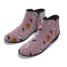 Load image into Gallery viewer, Women&#39;s Fashion Boots 358 pink, and white Halloween print
