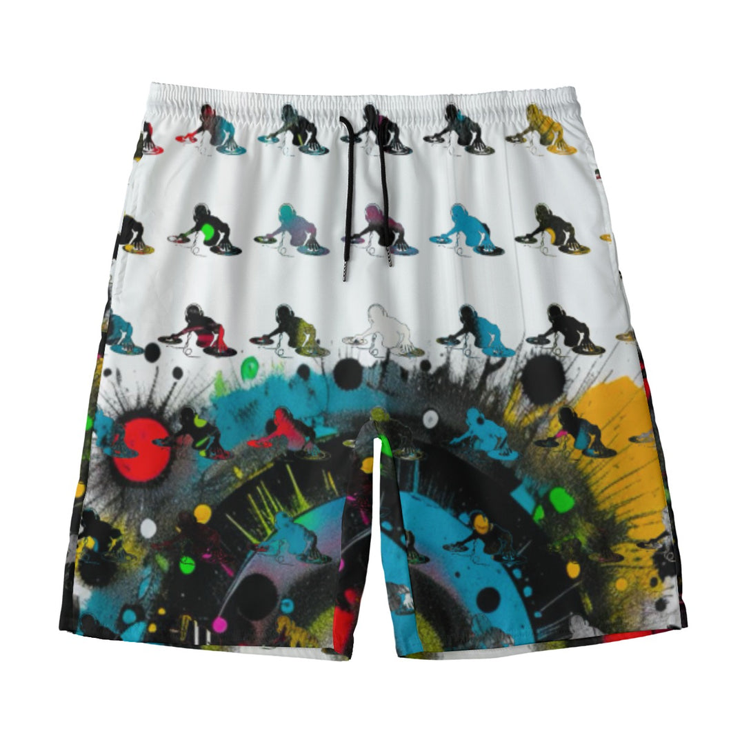 All-Over Print Men‘s Beach Shorts With Lining summer vibes colorful DJ print