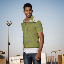 Load image into Gallery viewer, All-Over Print Men&#39;s Shirt J 62 green, and white zebra print
