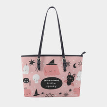 Load image into Gallery viewer, Women&#39;s Tote Bag | PU 325 Halloween, pink and white print
