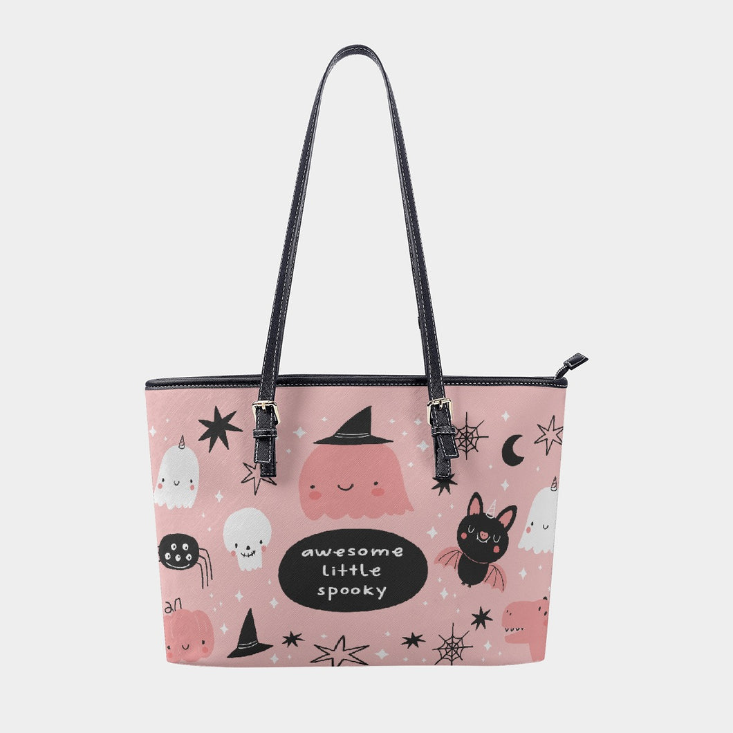 Women's Tote Bag | PU 325 Halloween, pink and white print