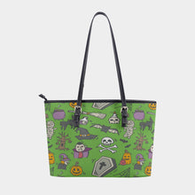 Load image into Gallery viewer, Women&#39;s Tote Bag | PU 329 Green Halloween print
