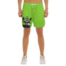 Load image into Gallery viewer, All-Over Print Men&#39;s Side Split Running Sport Shorts green weightlifting, and print
