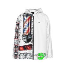 Load image into Gallery viewer, All-Over Print Men&#39;s Hooded Zipper Windproof Jacket Barbara, print green with clipper
