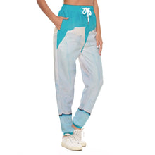 Load image into Gallery viewer, All-Over Print Women&#39;s Casual Pants 250 teal, and white abstract print
