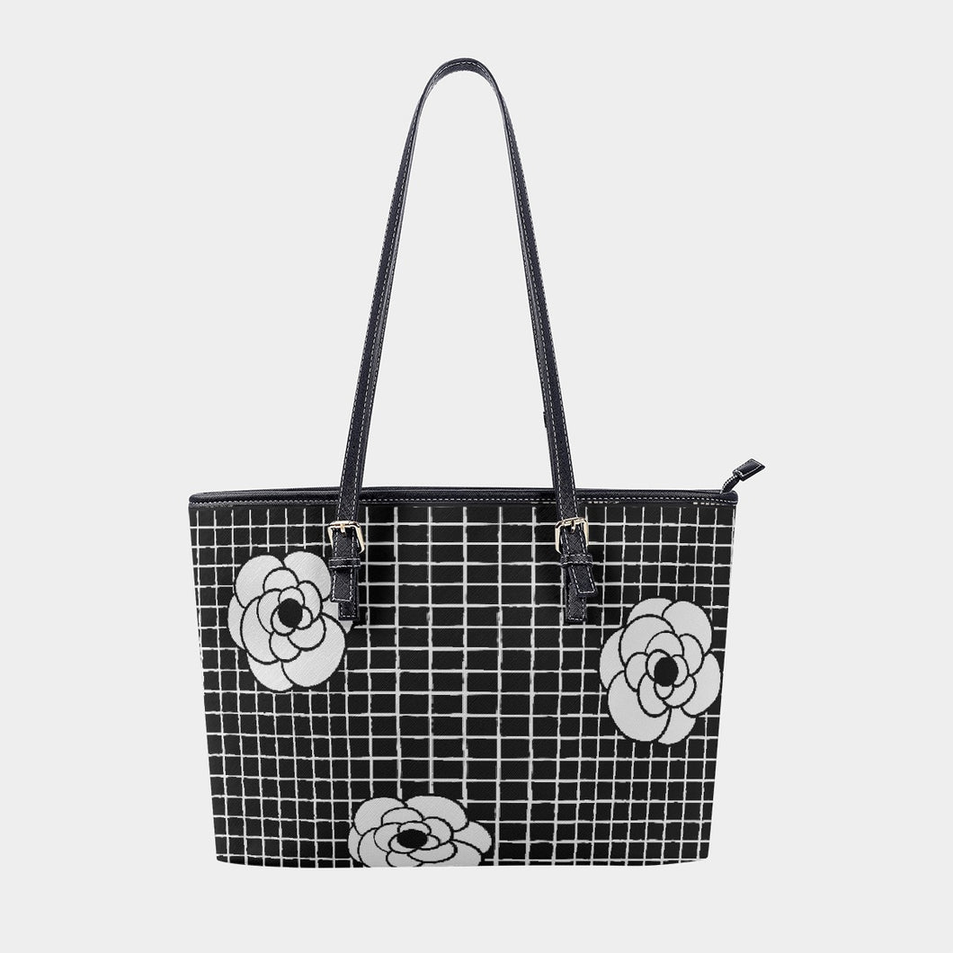 Women's Tote Bag | PU 332 black and white flower