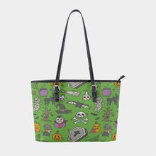 Load image into Gallery viewer, Women&#39;s Tote Bag | PU 329 Green Halloween print
