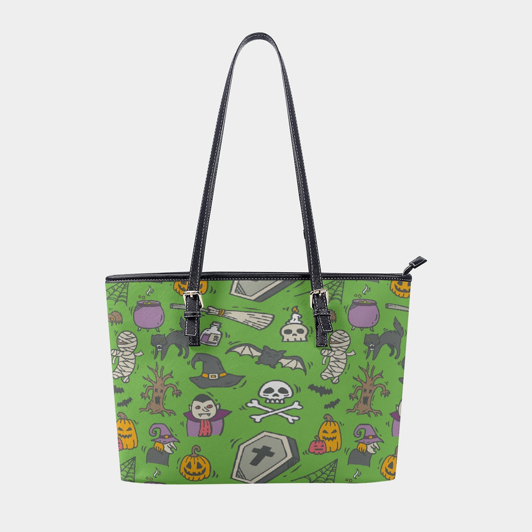 Women's Tote Bag | PU 329 Green Halloween print