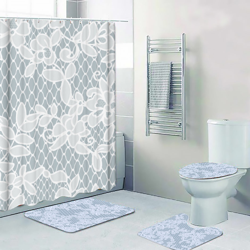 Four-piece Bathroom B20 pastel green floral print