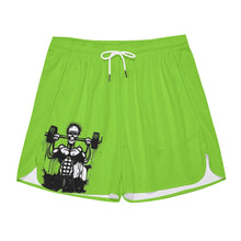 Load image into Gallery viewer, All-Over Print Men&#39;s Side Split Running Sport Shorts green weightlifting, and print
