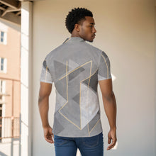 Load image into Gallery viewer, All-Over Print Men&#39;s Shirt  j42 silver, and gray abstract print
