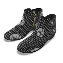 Load image into Gallery viewer, Women&#39;s Fashion Boots 122 black with white flower print
