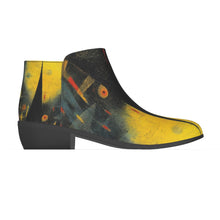 Load image into Gallery viewer, Women&#39;s Fashion Boots  352 yellow, and black abstract print
