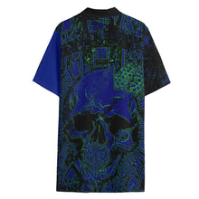 Load image into Gallery viewer, All-Over Print Men&#39;s Hawaiian Shirt With Button Closure |115GSM Cotton poplin blue/blk skull print jaxs23
