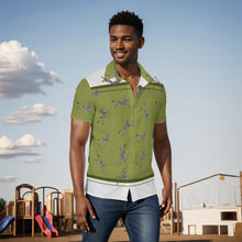 Load image into Gallery viewer, All-Over Print Men&#39;s Shirt J 62 green, and white zebra print
