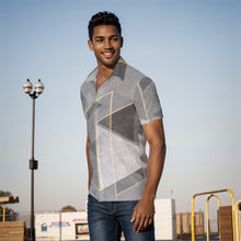 Load image into Gallery viewer, All-Over Print Men&#39;s Shirt  j42 silver, and gray abstract print
