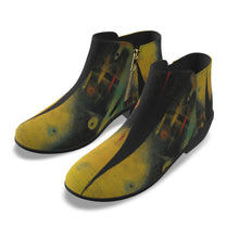 Load image into Gallery viewer, Women&#39;s Fashion Boots  352 yellow, and black abstract print
