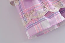 Load image into Gallery viewer, Women Clothing Spring Towel Embroidery Plaid Pleated Lotus Leaf Skirt
