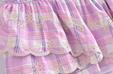 Load image into Gallery viewer, Women Clothing Spring Towel Embroidery Plaid Pleated Lotus Leaf Skirt
