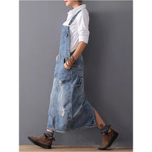 Load image into Gallery viewer, Ladies Denim Skirt Ripped Suspender Women Denim Skirt Suspender Skirt Women
