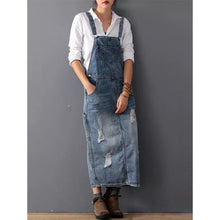 Load image into Gallery viewer, Ladies Denim Skirt Ripped Suspender Women Denim Skirt Suspender Skirt Women
