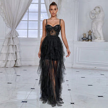 Load image into Gallery viewer, Spring Summer Women Clothing Sexy Dress Butterfly Sequin Stitching Mesh Evening Dress
