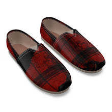 Load image into Gallery viewer, Plaid red/blk skull Print Men&#39;s Canvas Fisherman Shoes
